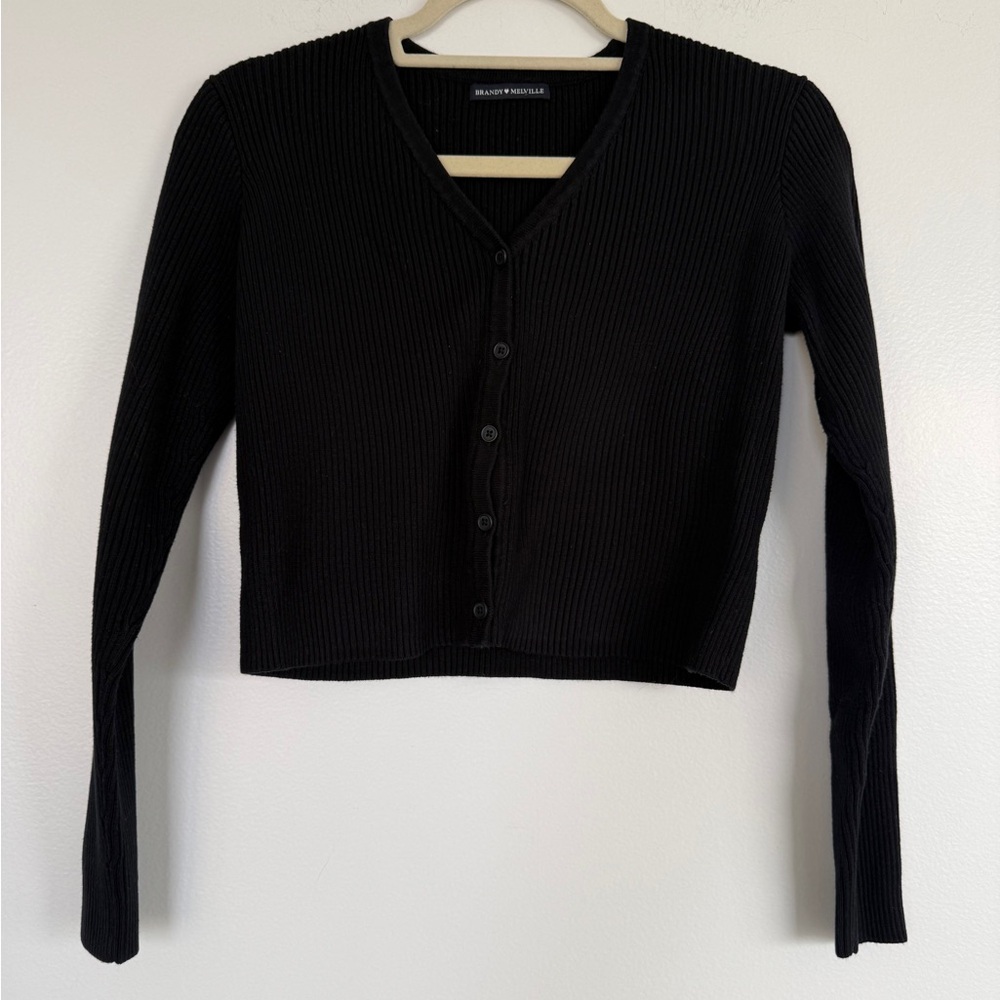 Brandy Melville Black Ribbed Cardigan, One Size